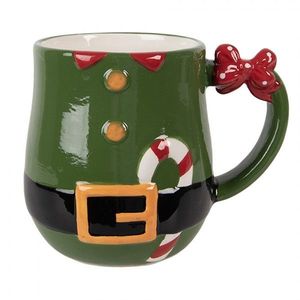 Zelený keramický hrnek Santa Claus - 13*9*10 cm / 400 ml 6CEMU0220 obraz
