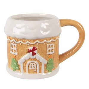 Hnědý hrnek perníková chaloupka Gingerbread - 13*9*9 cm / 300 ml 6CEMU0216 obraz