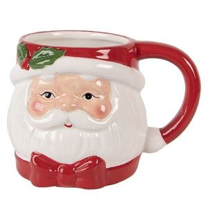 Bílo-červený keramický hrnek Santa Claus - 13*10*9 cm / 300 ml 6CEMU0211 obraz