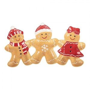 Hnědá keramická servírovací miska/ talíř perníček - 37*20*3 cm 6CE2364 obraz