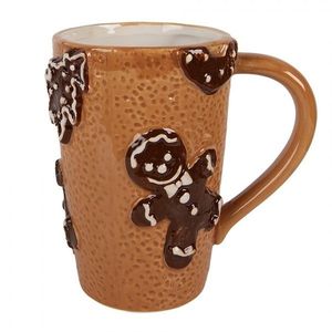 Hnědý vysoký hrneček perníček Gingerbread - 14*10*15 cm / 575 ml 6CEMU0210 obraz