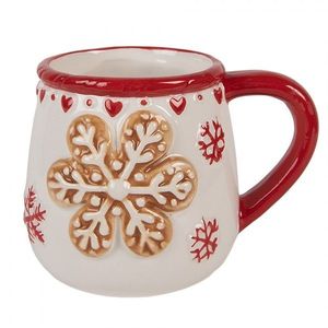 Bílý vánoční keramický hrnek vločka Snowflakes - 13*10*10 cm / 375 ml 6CEMU0209 obraz