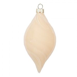 Béžová skleněná vánoční ozdoba baňka - Ø 7*13 cm 6GL5169 obraz