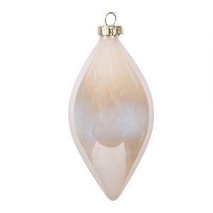 Béžová skleněná vánoční ozdoba baňka - Ø 7*13 cm 6GL5120 obraz