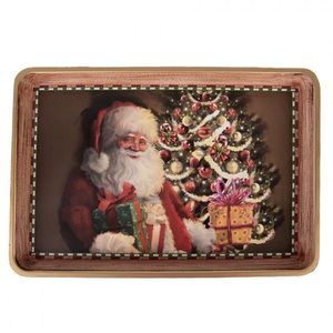 Hnědý plastový vánoční podnos Santa - 31*22*2 cm 66401 obraz