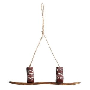 Hnědo-višňová vánoční ozdoba Snowboard Vintage - 5*3*17 cm 52056933 obraz