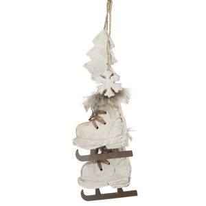 Krémová antik vánoční ozdoba brusle Vintage - 9*2*10 cm 52086219 obraz