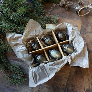 6ks zelená antik skleněná vánoční ozdoba šiška a žalud ChicAnt - Ø 3, 5*5, 5 cm 52089121 obraz