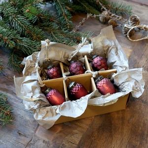 6ks červená antik skleněná vánoční ozdoba šiška a žalud ChicAnt - Ø 3, 5*5, 5 cm 52089133 obraz