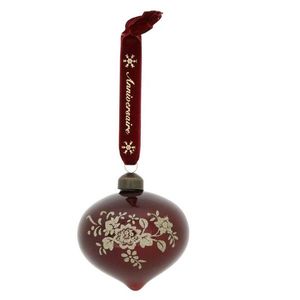 Červenozlatá skleněná vánoční baňka se sametovou stuhou Chic - 8 cm 52093933 obraz