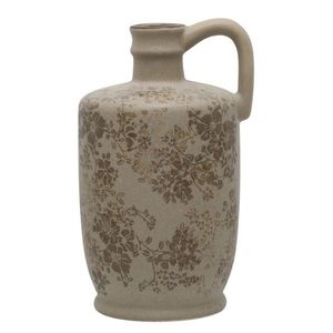 Béžová antik keramická váza s ouškem a květy Melun - Ø 13*25 cm 65101720 obraz