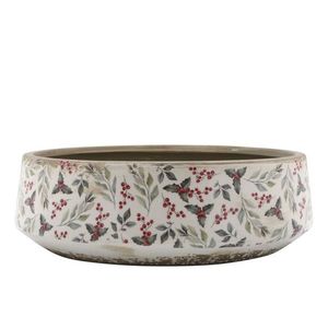Béžová keramická mísa s cesmínou Holly - Ø 30*10 cm 65100419 obraz