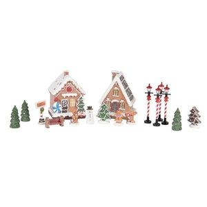 17ks perníková LED chaloupka s doplňky Gingerbread - 9*8*13 cm / 2xAAA 6PR5868 obraz