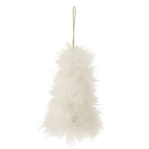 Bílá vánoční ozdoba stromek s peříčky - 9*9*14 cm 36876 obraz