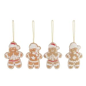 Set 4ks závěsná dekorace perníček s korálky Ginger - 9*2*11 cm 56379 obraz