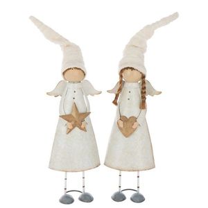 2ks bílá antik dekorace andílků s hvězdou a srdcem XL - 15*10*59 cm 59623 obraz