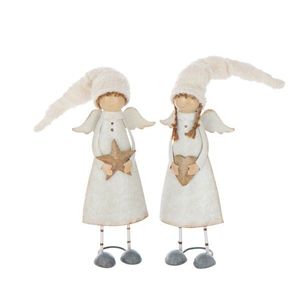 2ks bílá antik dekorace andílků s hvězdou a srdcem L - 12*8*42 cm 59622 obraz