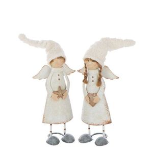 2ks bílá antik dekorace andílků s hvězdou a srdcem M - 10*7*28 cm 59621 obraz