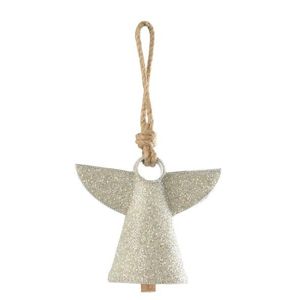 Stříbrný kovový zvonek s korálky Angel - 17*9*28 cm 56432 obraz