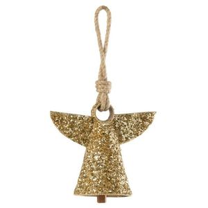 Zlatý kovový zvonek s korálky Angel - 17*9*28 cm 56433 obraz