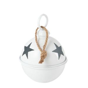 Bílá závěsná kovová ozdoba rolnička Baub Xmas S - Ø 16*26 cm 57290 obraz