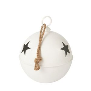 Bílá závěsná kovová ozdoba rolnička Baub Xmas M - Ø 30*42 cm 57295 obraz