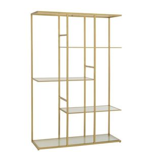 Zlatý antik kovový regál se skleněnými policemi Doree gold - 120*40*180 cm 55754 obraz