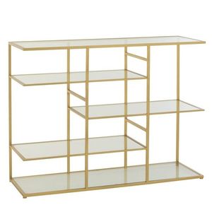 Zlatý antik kovový regál se skleněnými policemi Doree gold - 120*40*91 cm 55753 obraz