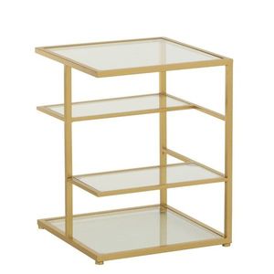 Zlatý kovový odkládací stolek se skleněnými policemi Doree gold - 40*40*51 cm 55752 obraz
