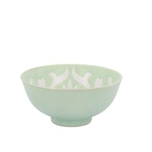 Zelená porcelánová miska s květy uvnitř Arés - Ø12*5, 5 cm / 300ml 61096321 obraz