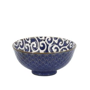 Modrá porcelánová miska s květy uvnitř Arés - Ø12*5, 5 cm / 300ml 61096006 obraz