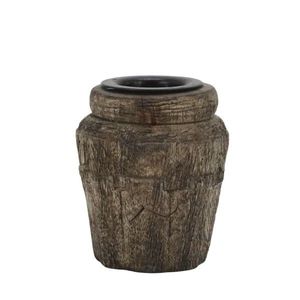 Hnědý antik dřevěný svícen na úzkou svíčku - 3, 5*6, 5 cm 71141400 obraz