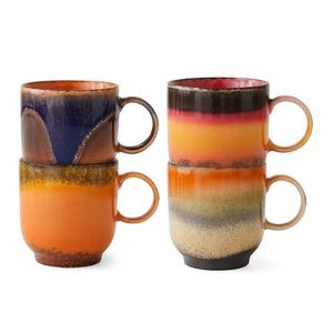 Set 4ks hrnek na kávu 70s Café Brazil - 10*7, 5*8cm / 250 ml ACE7307 obraz
