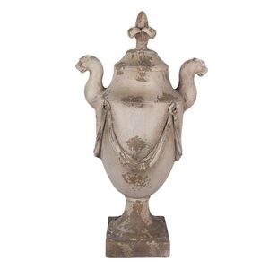 Béžová antik dekorace s ornamentem lilie Fleur-de-lis - 35*25*65 cm 5MG0085 obraz