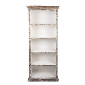 Bílo-hnědá antik dřevěná knihovna Christiane - 80*36*195 cm 5H0707 obraz