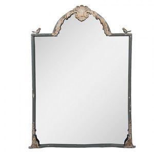 Modré antik kovové nástěnné zrcadlo s ptáčky Birdi - 60*3*91 cm 52S331 obraz