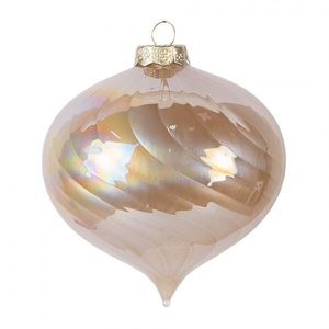 Béžová skleněná ozdoba špičatá baňka s duhovým leskem - Ø 10*10 cm 6GL5151 obraz