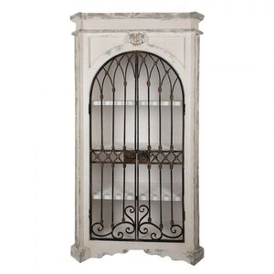 Béžová antik dřevěná skříň s kovovými dveřmi Henri - 102*42*90 cm 50784 obraz