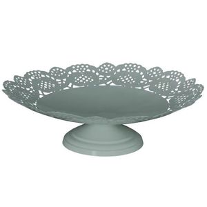 Zelený kovový dekorativní podnos na noze Maja green - Ø 30*9 cm 517025 obraz