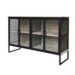 Přírodně černá kovovo dřevěná komoda/ příborník Vence - 121*38*80 cm 40050524 obraz