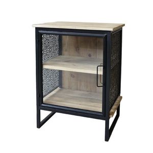 Přírodně černý kovový stolek se 2 dřevěnými policemi Vence - 49*36*65 cm 40047024 obraz