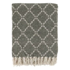 Zelený přízový pléd s károváním a třásněmi Aix - 130*150 cm 16114017 obraz