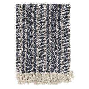 Modrý přízový pléd se vzorem a třásněmi Aix - 130*150 cm 16114111 obraz