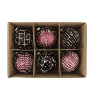 6ks růžovo-fialová skleněná vánoční ozdoba koule Chic - Ø 8 cm 52092605 obraz