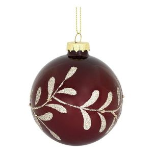 Červená skleněná vánoční ozdoba koule se jmelím - Ø 8 cm 52037933 obraz