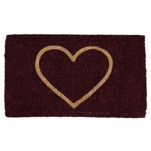 Vínová ručně vyrobená rohožka z kokosových vláken srdce - 75*45*4cm KMHGHRO obraz