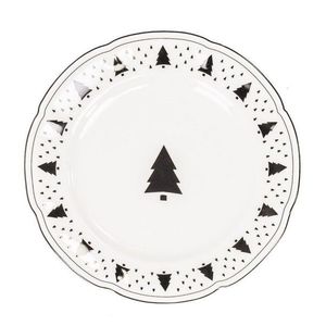 Krémový porcelánový dezertní talířek se stromky X-Mas Tree - Ø 20*1, 5 cm 203353 obraz