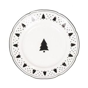 Krémový porcelánový dezertní talířek se stromky X-Mas Tree - Ø 15*1, 5 cm 203357 obraz