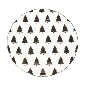 Krémový porcelánový dezertní talířek se stromky X-Mas Tree - Ø 15*1, 5 cm 203734 obraz