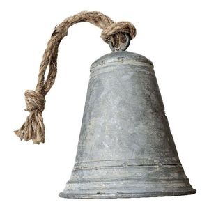 Zinkový antik veliký plechový zvonek se šňůrkou L - Ø 13*16 / 30 cm 14RH264 obraz